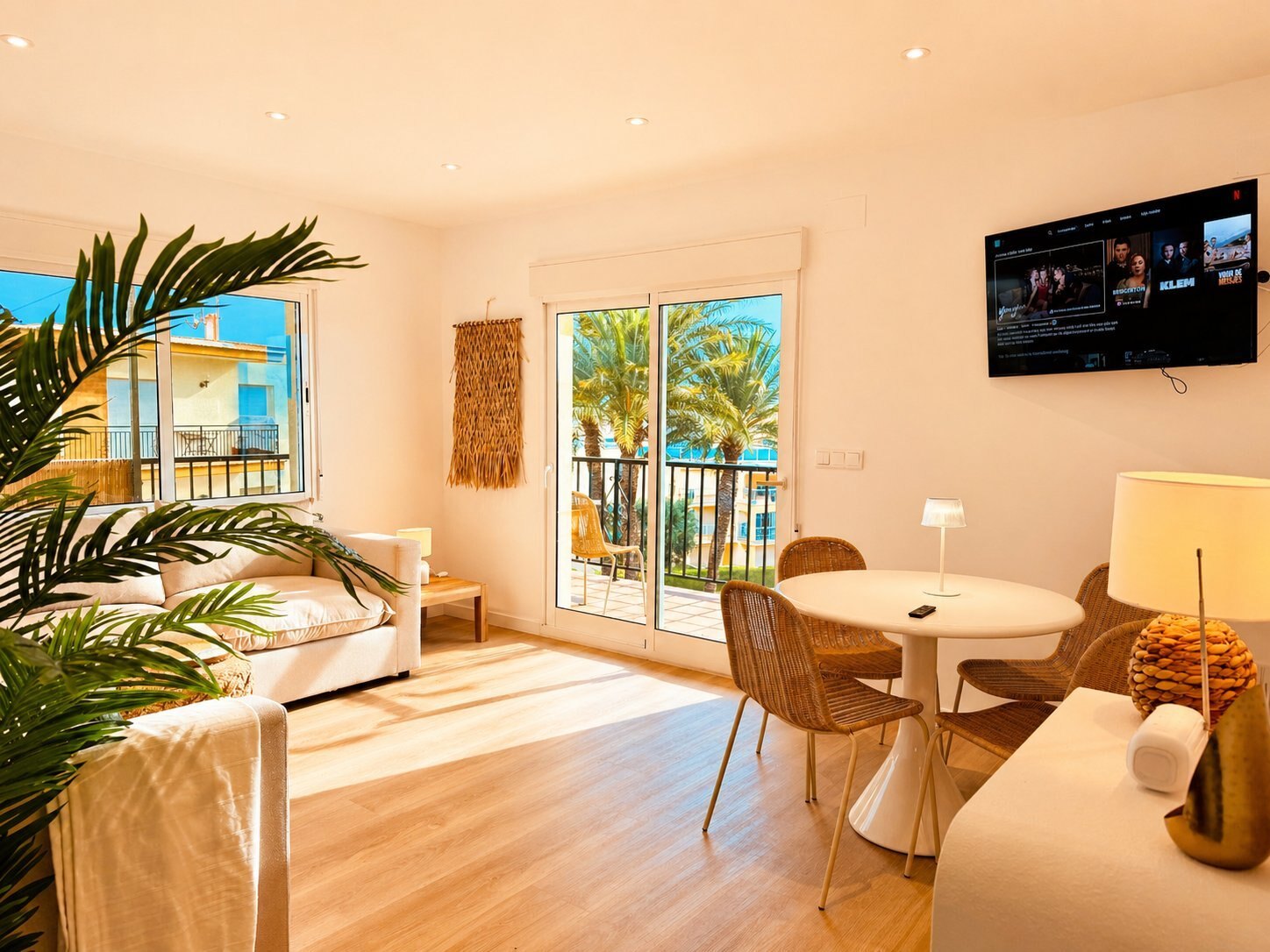 Wohnzimmer mit Palmenblick — Apartment Denia La Goleta